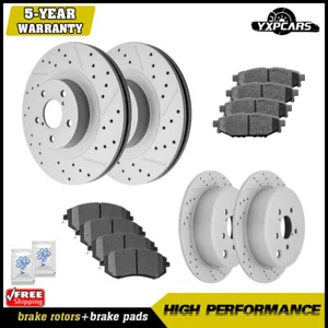 Rotores de freno perforados delanteros traseros + kit de pastillas de cerámica para Subaru Outback Forester - Imagen 1 de 7