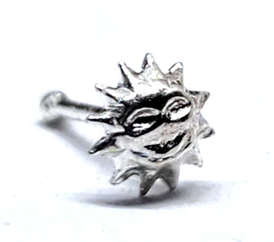 Sun Nose Stud Happy Sun 22 g (0,6 mm) argento sterling 925 estremità a sfera ... - Immagine 1 di 4
