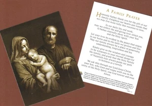 Wonderful  Holy Family Portrait, Jesus Mary Joseph, A Family Prayer Holy Card KC - Picture 1 of 1