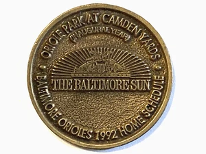 1992 Baltimore Orioles Oriole Park At Camden Yards Home Schedule Medal - Picture 1 of 2