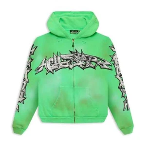 Hellstar Graffiti Zip-Up Hoodie Green - Picture 1 of 8
