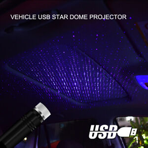 USB LED Interior Roof Star Night Lights Projector Lamp Car Atmosphere Blue Style