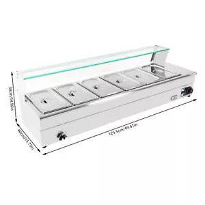 6-Pan Electric Food Warmer Steam Table Buffet Bain Marie Countertop Commercial - Picture 1 of 14