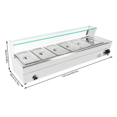 Electric Food Warmer Steam Table Buffet Bain Marie Countertop Commercial 1.2KW - Image 1 of 4