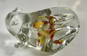 Vintage Crystal Glass Frog w Colored Glass Embedded Inside Paperweight Trinket - Picture 1 of 5