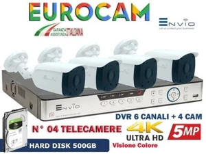 KIT SORVEGLIANZA ANTIFURTO DIGITALE + 4 TELECAMERE 5MPX - Foto 1 di 3