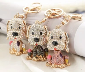 Crystal Rhinestone Doggie keychain car bag keychain ring gift- - Picture 1 of 9