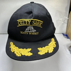 Vintage Black Cutty Sark Scots Whisky Hat Snapback Cap Scrambled Eggs Y4 - Picture 1 of 9