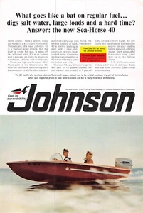 1966 Johnson Sea-Horse 40 Outboard Motor Vintage Print Ad 40 HP Power Durability - Picture 1 of 1
