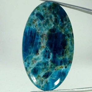 75.40 Cts Natural Blue Apatite Gemstone Necklace Supply Oval Cabochon 27X47X6MM - Picture 1 of 6
