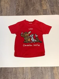 Size 2 t Short Sleeve T-shirt Canadaian Selfie Quebec - Picture 1 of 2