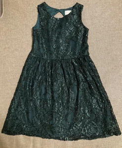 Children's Place Hunter Green Lace Dress Size 6x/7 Wedding Formal Party Feminine - Picture 1 of 5