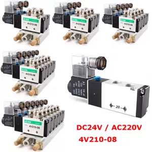4V210-08 Pneumatic Solenoid Valve Valve Manifolds 5/2 Way 1/4 BSP DC24V / AC220V - Picture 1 of 12