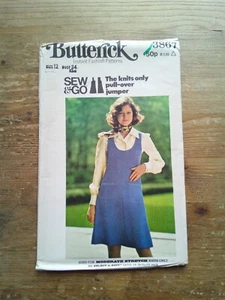 3867 Knit Pull Over Pinafore Size 12 Uncut Vintage Butterick Sewing Pattern - Picture 1 of 2
