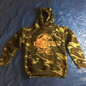 Vintage 90s JURASSIC PARK Universal Studios Camo Sweatshirt Size Small Rare - Picture 1 of 5