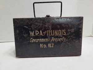 Vintage W.P.A. of Illinois Government Property Mo. 112 First Aid Kit Bauer & Bla - Picture 1 of 11
