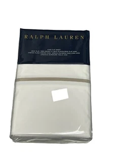 Ralph Lauren Drap Plat Palmer Perkal King Size flach weiß Baumwolle Laken NEU $ 185 - Bild 1 von 2
