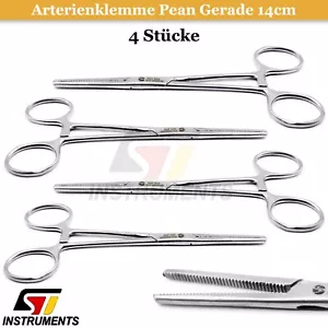 4x Chirurgische Klemmen Arterienklemme Nach Pean Gerade 14cm Gefäß Zange OP - Bild 1 von 7