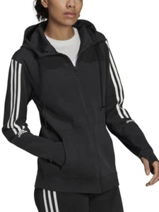 adidas Womens AeroReady Full Zip Hoodie Training Sports (HD1731) Black Size M - Picture 1 of 8