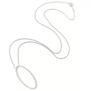 Tiffany & Co. Pendant 18ct White Gold Necklace Metro Oval Natural Diamond 16" - Picture 1 of 17