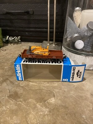 MARKLIN H0  4424 Flat Car Low Sided W/ Bulldozer Construction Vehicle - With BOX - Image 1 of 4