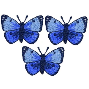 Mini Blue Butterfly Applique Patch - Insect Bug Badge 1-1/8" (3-Pack, Iron on) - Picture 1 of 1