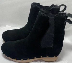 J Crew schwarze Stiefel Fell gefüttert Clogs 9 kleine Chip siehe Fotos - Bild 1 von 14