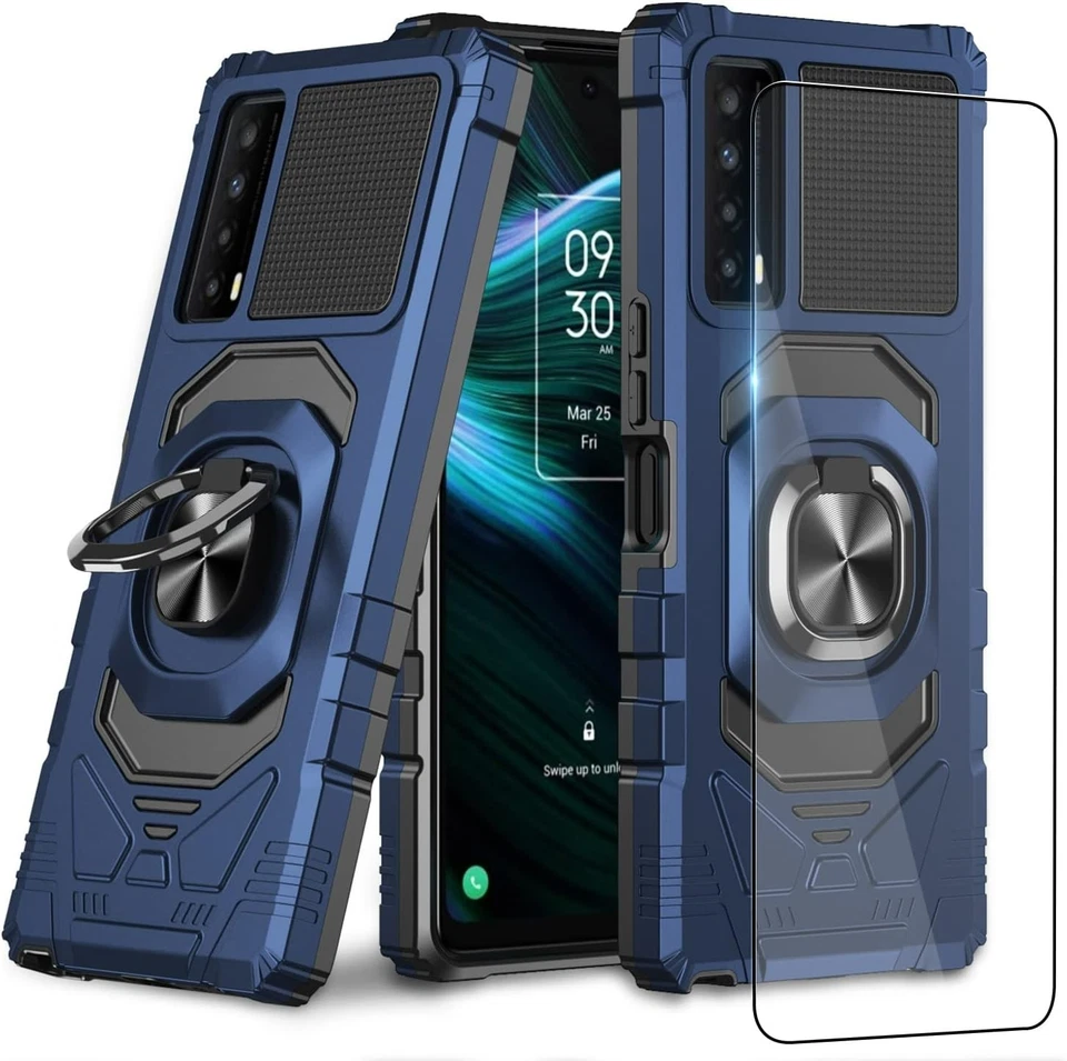 Capa protetora resistente à prova de choque + vidro temperado para TCL Stylus 5G (azul) - Imagem 1 de 1