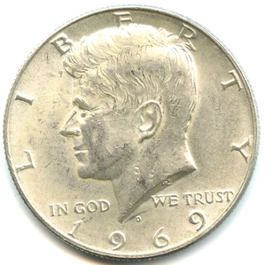 USA MEZZO DOLLARO ARGENTO Kennedy 1969 D n. 4742 - Foto 1 di 2