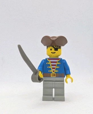 Lego пират минифигурка синий куртка светло-серый ноги коричневая шляпа pi008 6268 6273 - Изображение 1 из 4