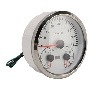 Electrical Tachometer Oil Pressure Water Temp Gauge 3 In 1 Tachometer 0 To - Picture 1 of 24