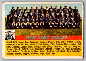 1956 TOPPS #113 NEW YORK GIANTS TEAM CARD W/TOM LANDRY & VINCE LOMBARDI - Picture 1 of 3