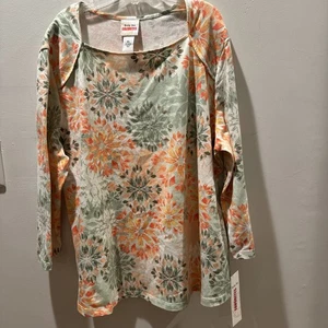 Ruby Rd Womens Multi Color Tropical Oasis Tunic Top SZ XL 3/4 Sleeve Floral New - Picture 1 of 22