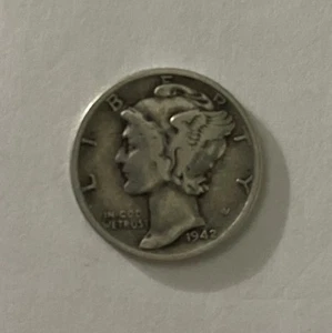 MERCURY 90% SILVER DIME - 1942 S- Very Good Coin - Picture 1 of 7