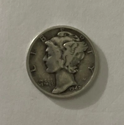 MERCURY 90% SILVER DIME - 1942 S- Very Good Coin - Image 1 of 4