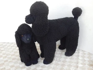 1986 Applause AVANTI Life Size Black Standard Poodle & Puppy Dog Stuffed Animals - Picture 1 of 21