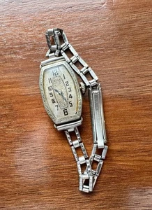 Antique Bulova 19k White Gold Filled Womens Wrist Watch AS IS - Picture 1 of 11