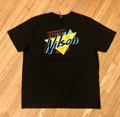 WILSON Tennis 90’s Retro Graphics T-SHIRT Size XX-Large Black  - Image 1 of 4