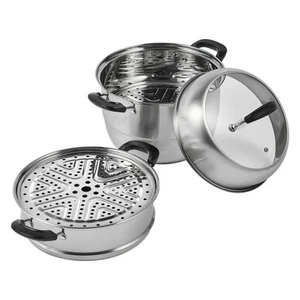 Steamer Pot 3-Tier 11" & 8.5QT Stock Pot Vegetable Steamer 2 Steaming Tray - Picture 1 of 10
