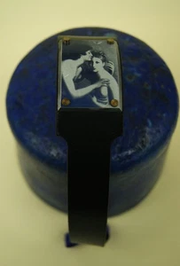Schrems Armband schwarzes Leder "Liebende" Einzelstück violetter Druckverschluss - Bild 1 von 9