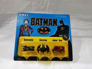 Ertl 1989 Vintage Batman Micro Size Set BATMOBILE BATWING + JOKER VAN Sealed MOC