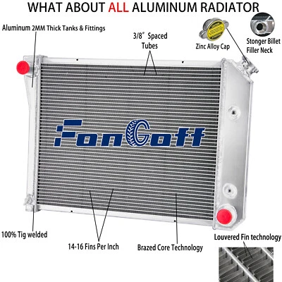 3-Row Aluminum Radiator For Fit 1968-1974 Chevy Nova Caprice Camaro Buick Regal - Image 1 of 4