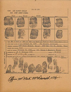 Lee Harvey Oswald Fingerabdruck Buchungsbogen Nachdruck auf Originalpapier von 1963 *084 - Bild 1 von 1