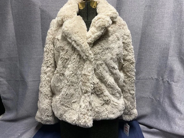 Abrigo de piel sintética Jou Jou para mujer joven, crema, pequeño Foto 1 de 1