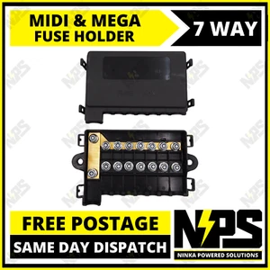 7 Way Multi Midi Mega Fuse Block Box Holder Car Auto Battery 12-32V . - Picture 1 of 5
