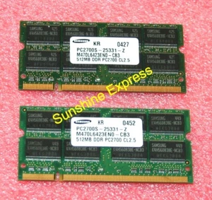 1GB 2x512MB Samsung PC-2700 333MHz SODIMM Memory Module M470L6423EN0-CB3 - Picture 1 of 1