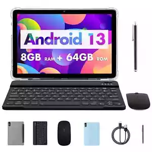 10 Plus 10 Inch Android 13 Tablet, 8(4+4)GB+64GB 1TB Expand,Dual Box Speakers - Picture 1 of 19