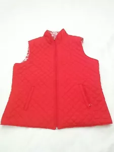 Vintage Active Studio Womens Ladies Red Paisley Quilted Reversible Vest Sz Large - Picture 1 of 9