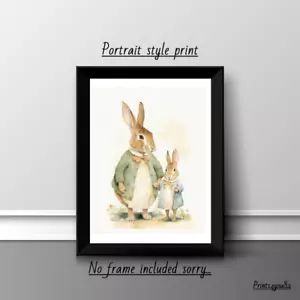 RABBIT BUNNY DRESSED A4 PRINT PICTURE POSTER WALL ART HOME DECOR UNFRAMED GIFT N - Picture 1 of 3
