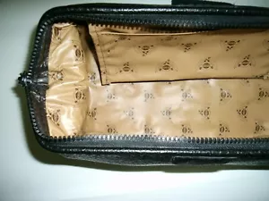 Vintage Toiletry Travel Bag-Leather-By Buxton DOPP Black-Quality-Texture-HTF - Picture 1 of 12